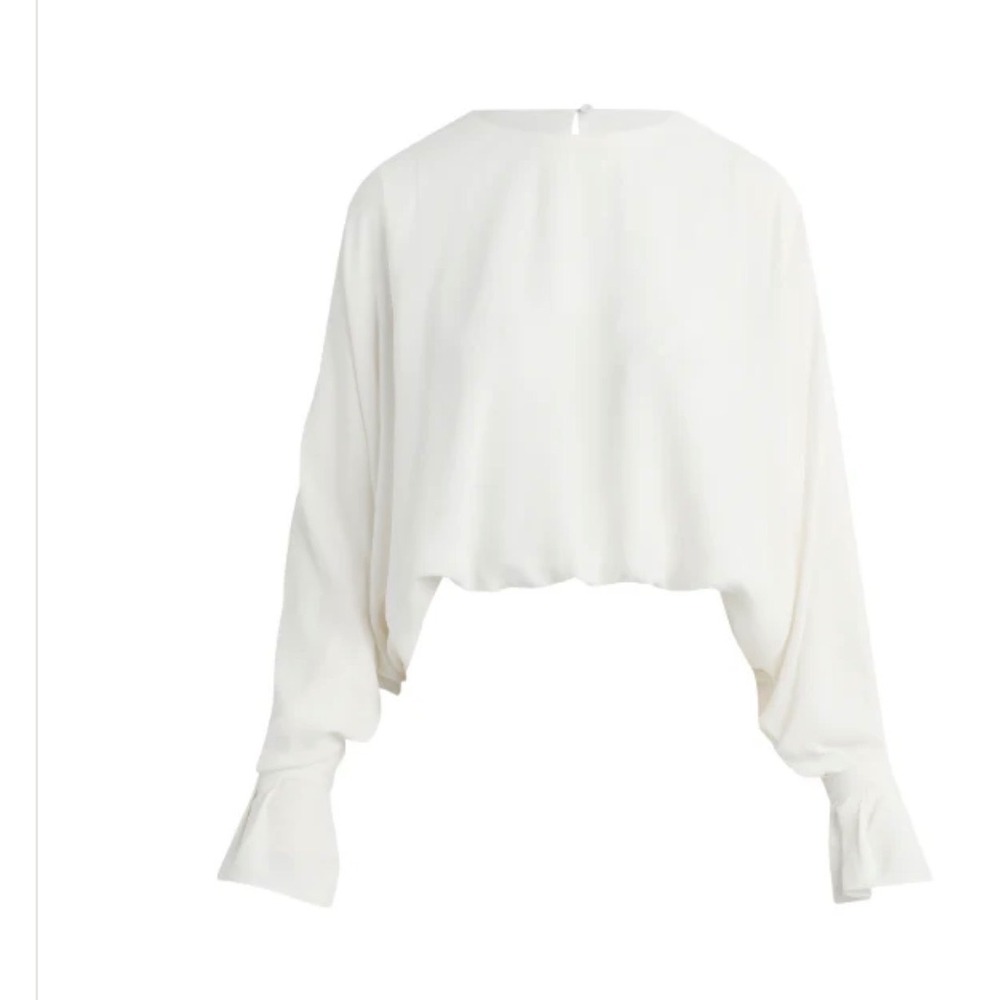 Favorite Daughter Making Me Blush Top Ivory Open Back Long Sleeve Blouse Smal.